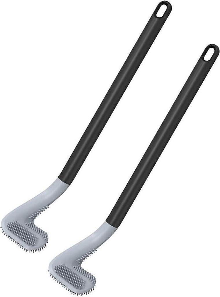 2er-Pack Golf-Toilettenbürste, Toilettenbürste mit langem Griff, flexible, biegsame Silikon-Golf-Toilettenschüssel-Reinigungsbürste – Schwarz