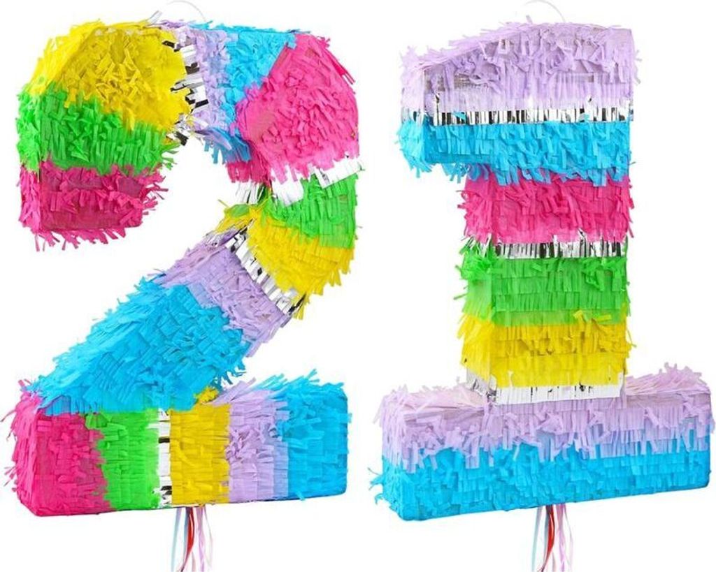 Pinata Zahl 21 bunt pastell