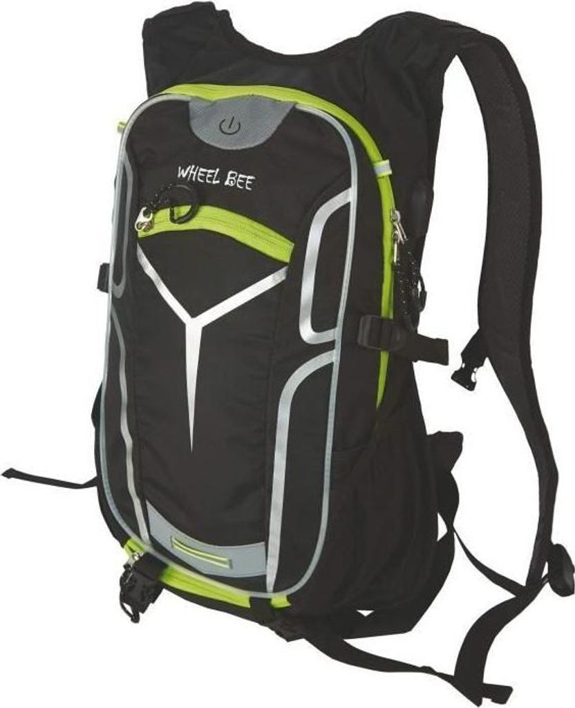 Fahrradrucksack LED, USB Anschluss, Kopfhörerausgang, 18L, Nylon Polyester, Schwarz