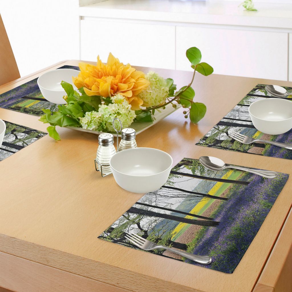 ABAKUHAUS Wald Platzmatten, Bluebells in Wehpham Woods Wildflower Frühling ländlichen Umgebung Fotodruck, Tiscjdeco aus Farbfesten Stoff für das...