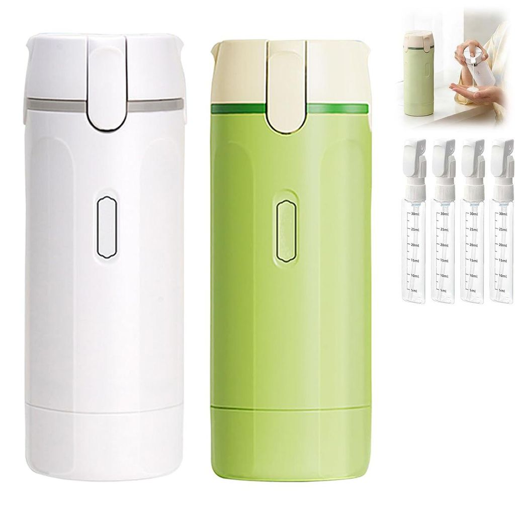 4-in-1 nachfüllbare Reisebehälter, auslaufsicheres Reiseset mit Skala & Etiketten, tragbare Druckflaschen für Shampoo, Lotion, Spülung & Creme ...