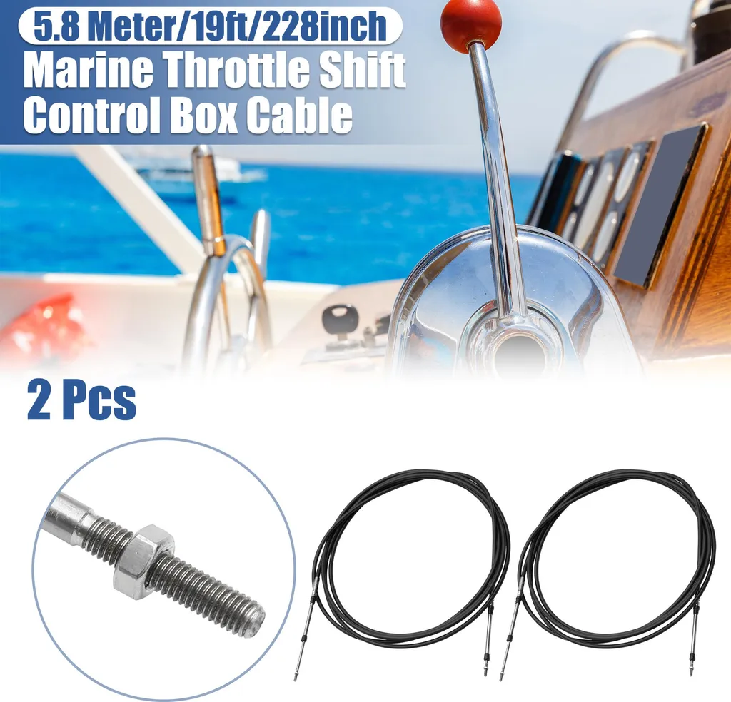 Câble de Commande d'Accélérateur 19ft 5,8m Noir pour Bateau - Lot de 2