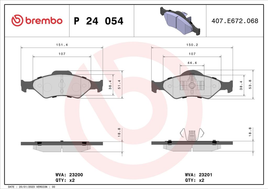 BREMBO P 24 054 - OE 1111857 Bremsbeläge für Fiesta IV, Fiesta V, KA (RB)