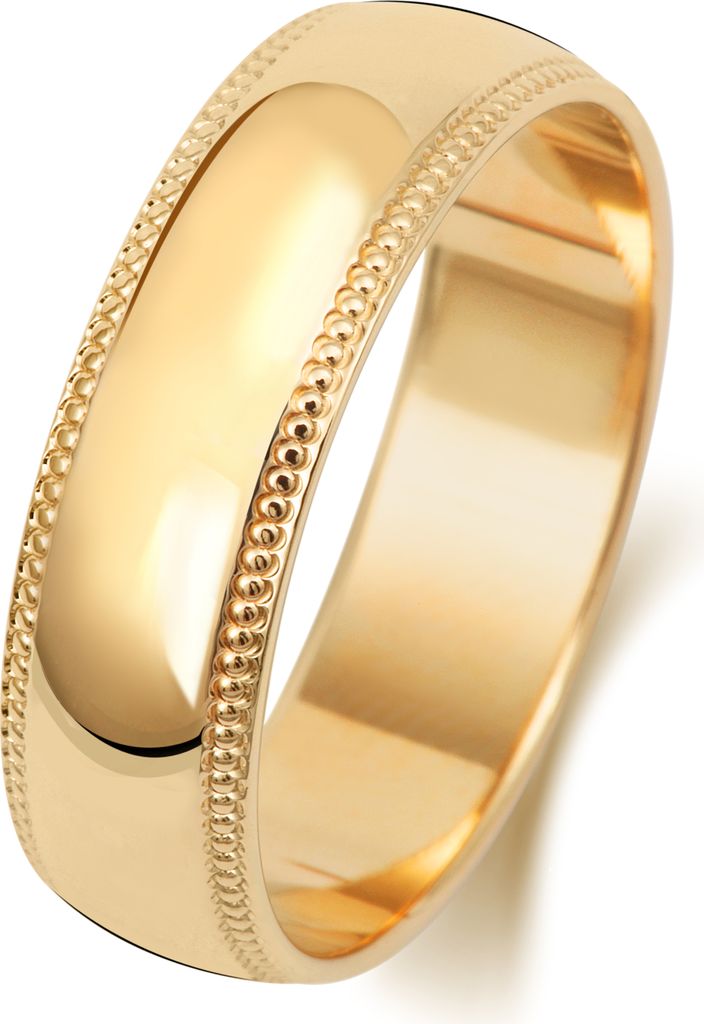 18 Karat (750) Gold 6mm D-Form Milgrain Herren/Damen - Trauring/Ehering/Hochzeitsring, 60 (19.1); TRS1880018KYRSS