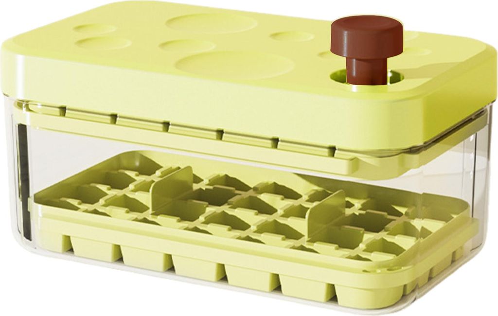 Eiswürfelschale mit Deckel und Behälter, Eiswürfelform mit großem Fassungsvermögen für den Gefrierschrank, stapelbar, BPA-frei, leicht zu lö...