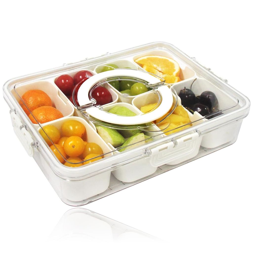 TZEKING Snackbox Mit 8 Fächern - Praktische Aufbewahrungsbox Für Snacks Und Gewürze