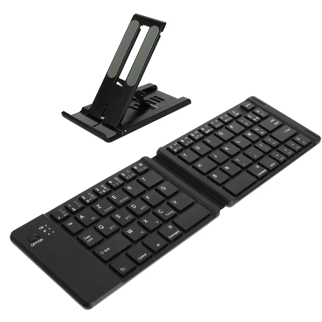 Clavier Sans Fil AZERTY Compact Multi-Dispositif avec Support Dédié