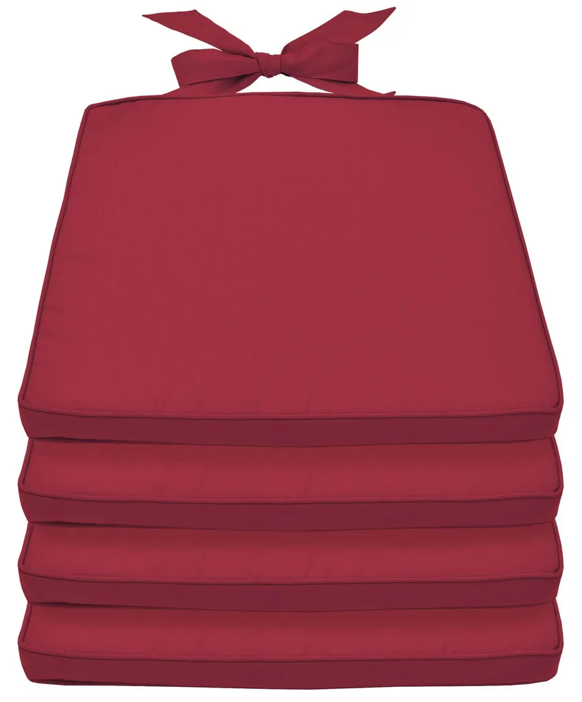 Coussin d'Assise Pia Rouge Beautissu 40x45 cm avec Attaches Solides x4