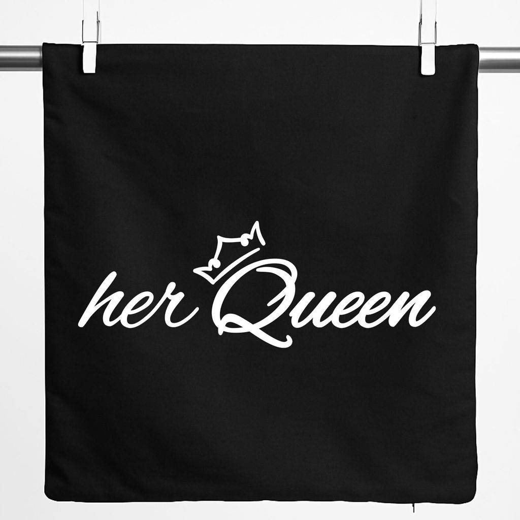 Huuraa Kissenbezug her Queen Krone 40x40cm Black Baumwolle Dekokissenbezug Geschenkidee