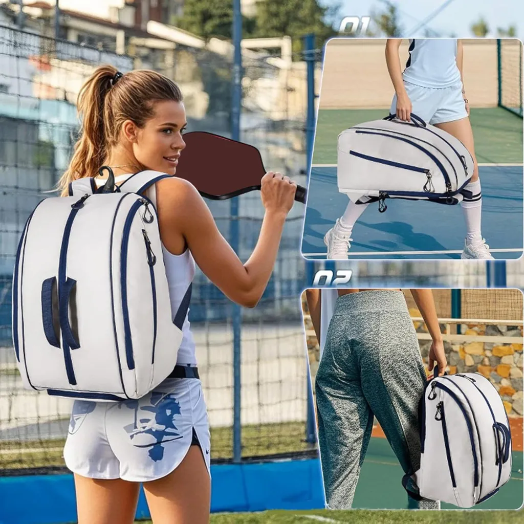 Sac à Dos de Sport Multi-Compartiments Blanc avec Rangement Chaussures - 4