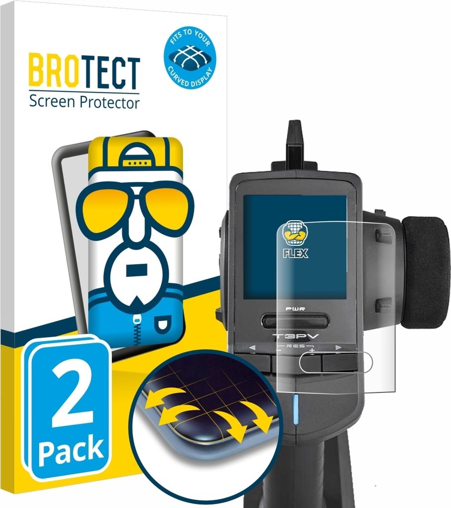 2x BROTECT Fullscreen Schutzfolie für Futaba T3PV Displayschutz Folie Fullcover Klar Transparent