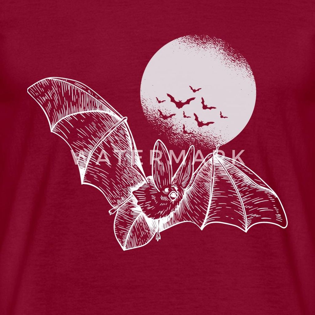 Spreadshirt Halloween Fledermaus Mit Vollmond Gruselig Männer T-Shirt, 3XL, Ziegelrot