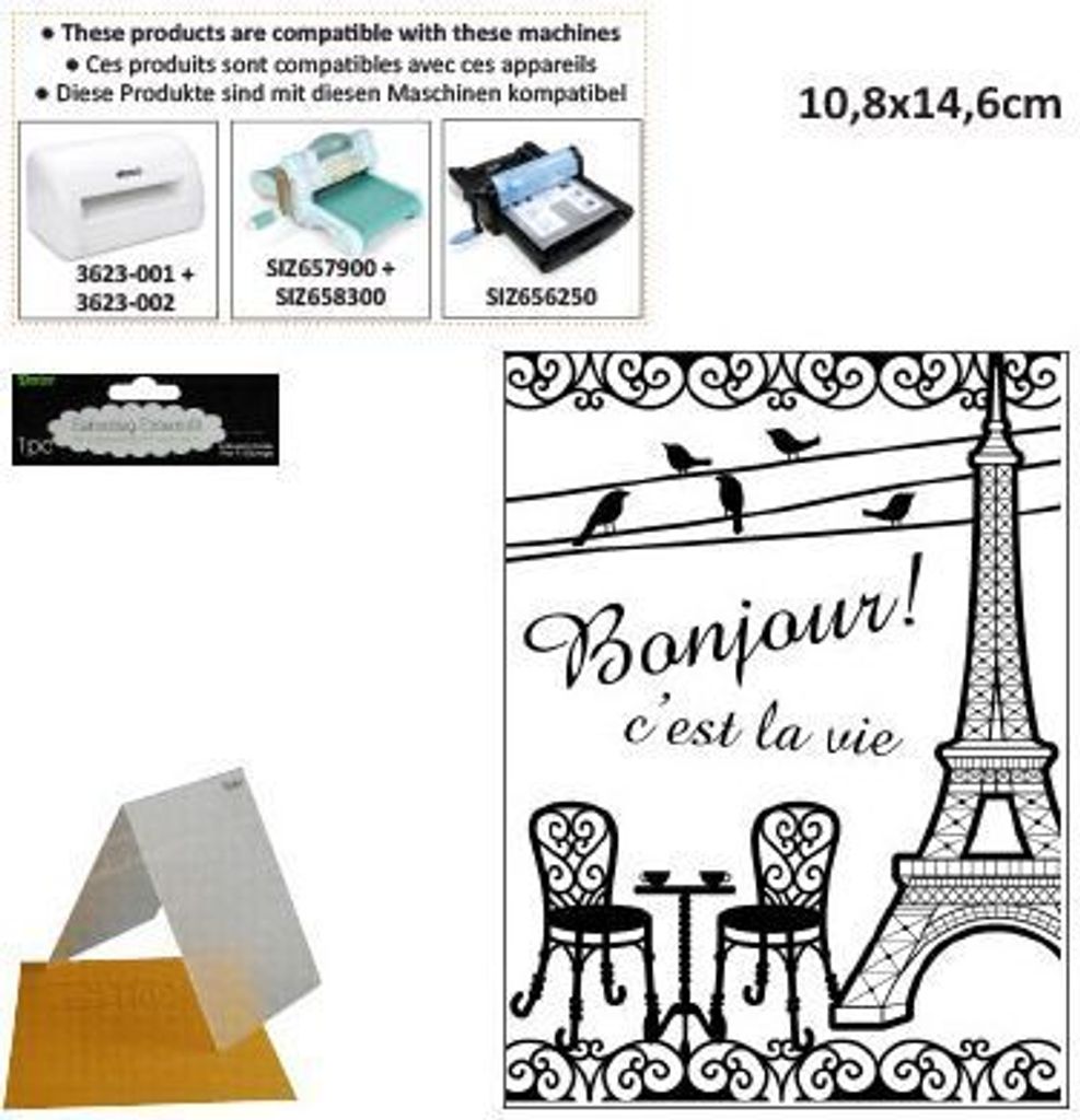 Darice Embossing - Prägeschablone 10,8x14,6cm french bistro