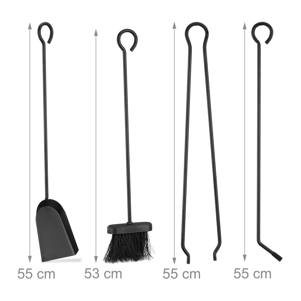 Serviteur de cheminée design avec 5 accessoires indispensables noir mat - 5