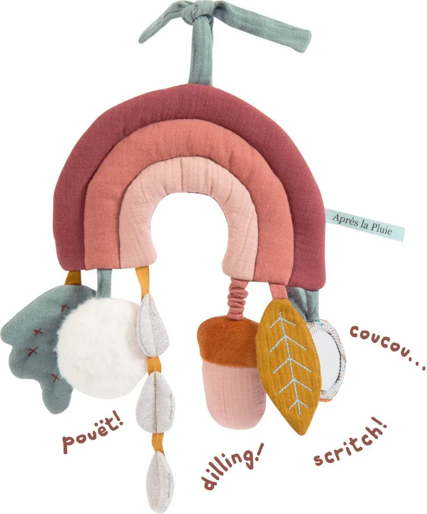 Jouet Arc-en-ciel sensoriel Moulin Roty avec miroir et grelots pour l'éveil