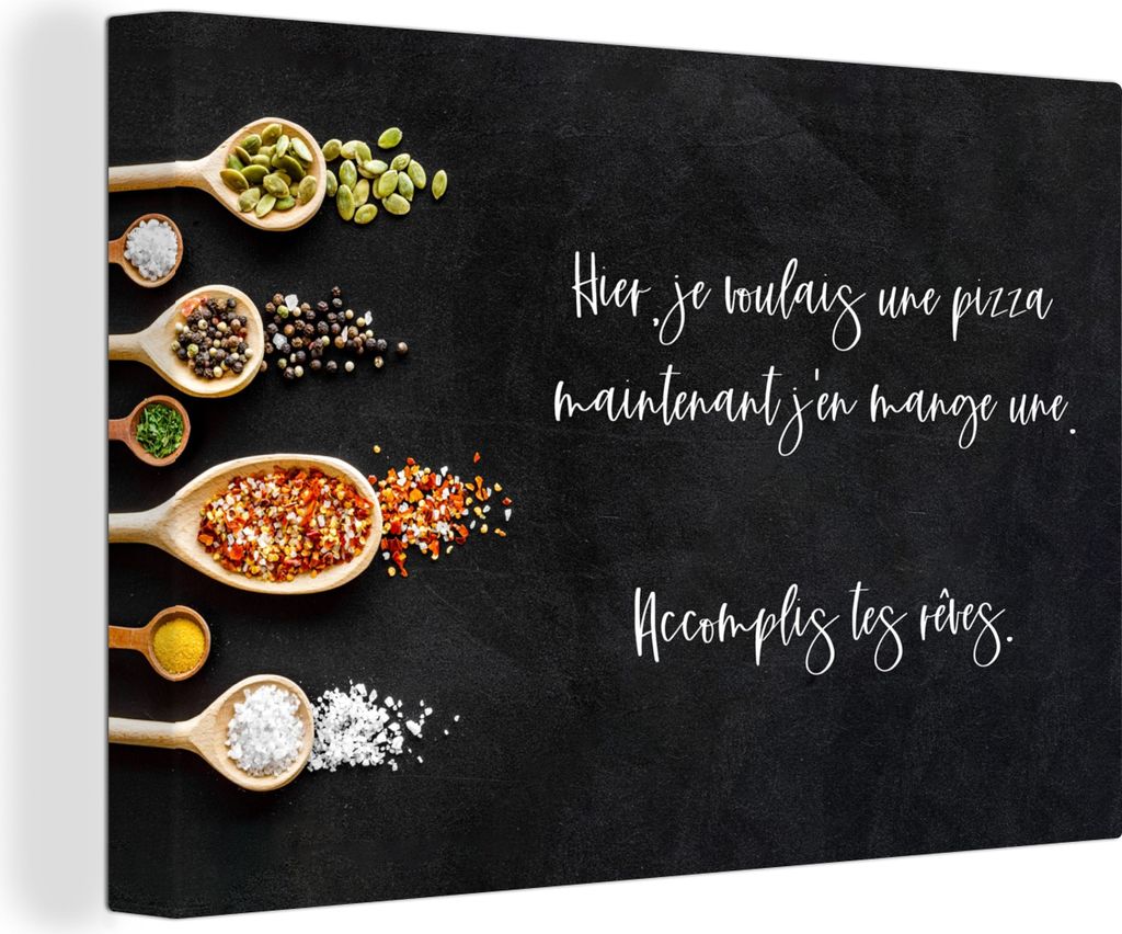 OneMillionCanvasses - Leinwandbilder - 140x90 cm, Pizzaliebhaber - Sprichwörter - Zitate - Hier, je voulais une pizza, Wandbilder Kunstdruck Wan...