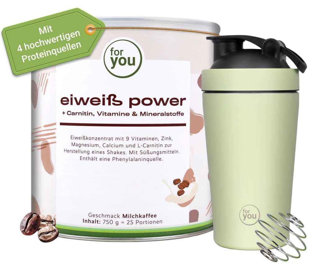 for you power Eiweiß mit Gratis Shaker Produktbild 