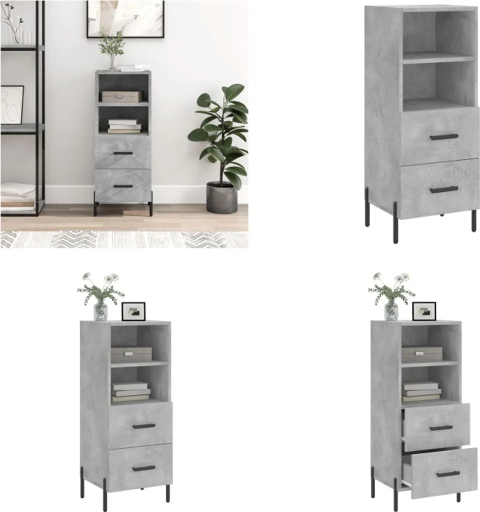 Armadio Ufficio vidaXL 34,5x34x90 cm Grigio Cemento | Mobile Archivio