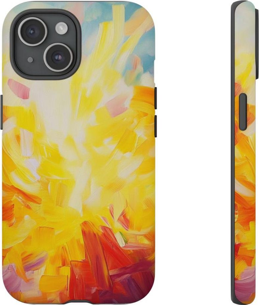 Sonnige Pinselstriche in abstraktem Design – Hülle Kompatibel mit iPhone 15