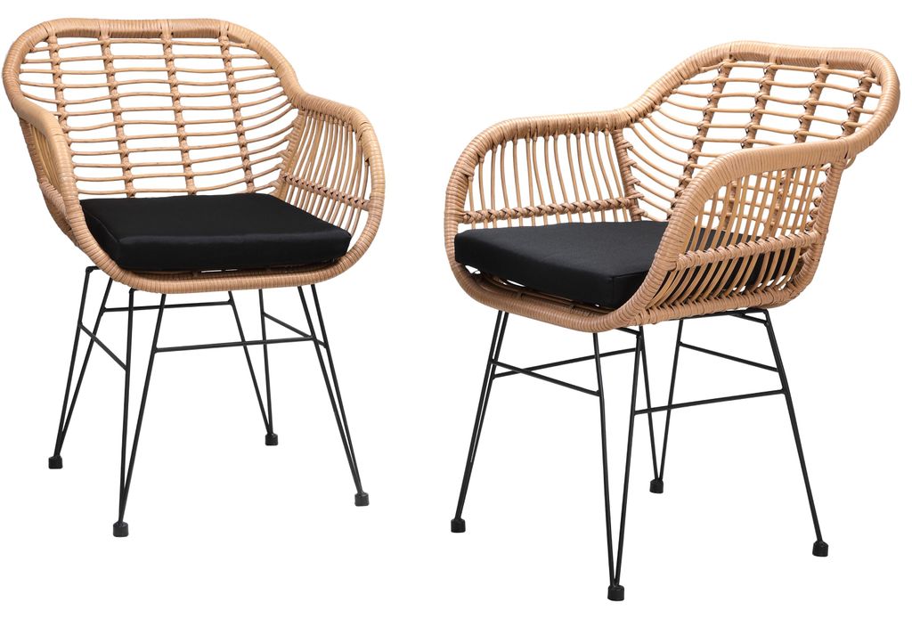 CASARIA® Gartenstühle 2er Set Polyrattan inkl. Auflage Produktbild 