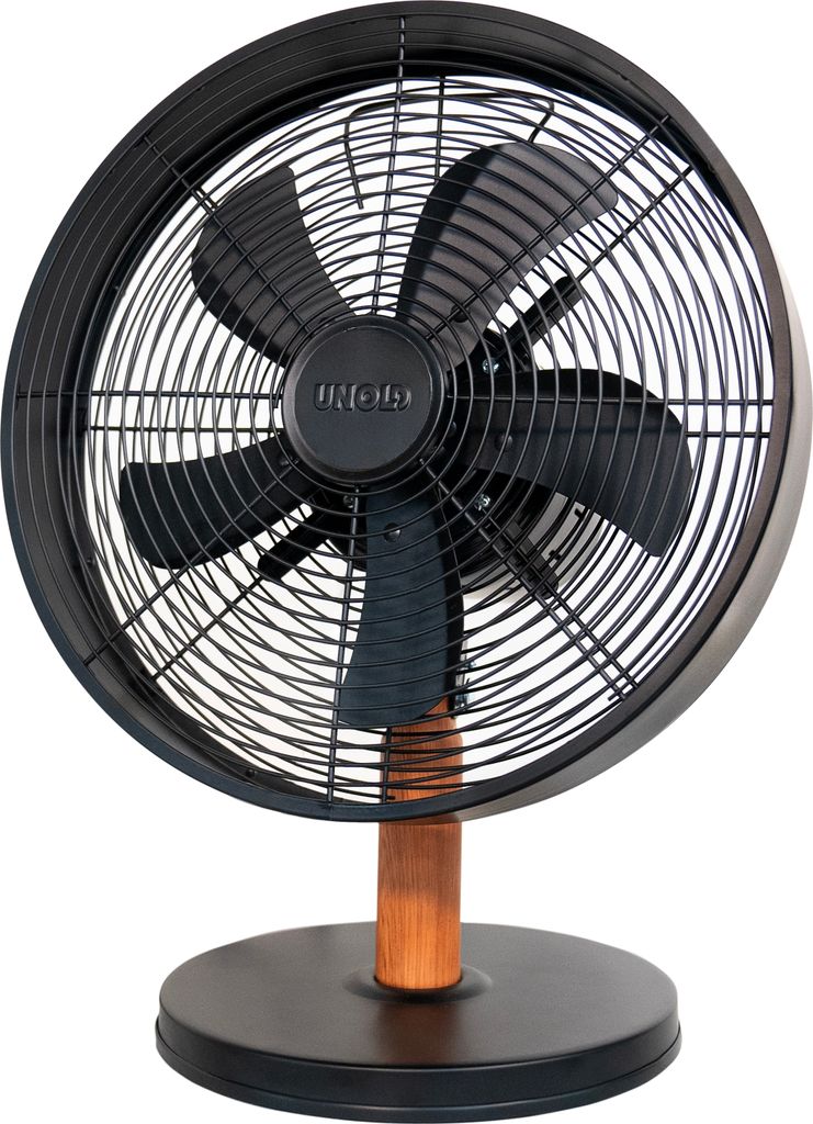 Unold 86715 Tischventilator Black Steel mit 3-stufiger Geschwindigkeitsregelung und Oszillation zuschaltbar 35 W Schwarz