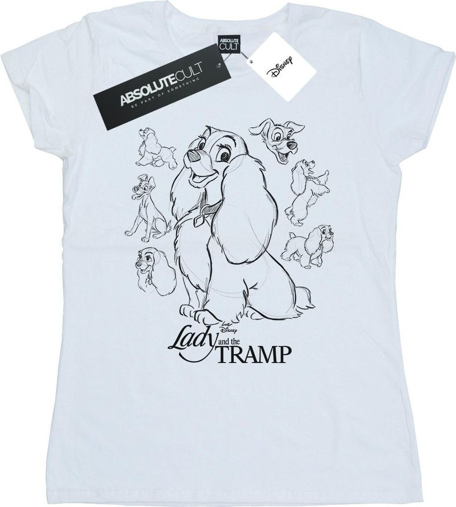 Disney - "Lady And The Tramp" T-Shirt für Damen BI16272 (S) (Weiß)