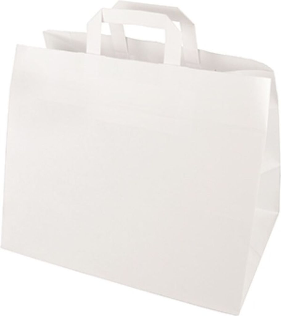 50 Tragetaschen, Papier 27 cm x 32 cm x 17 cm weiss mit Produktbild 