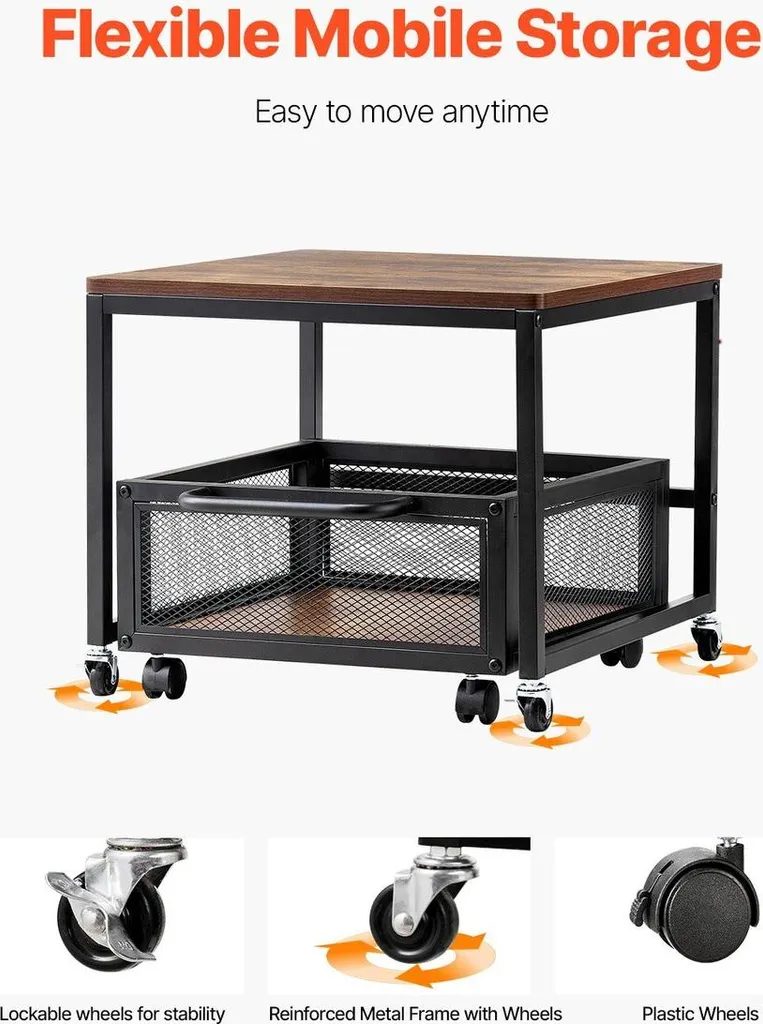 Frigo d'appoint portable brun clair sur roulettes avec support de rangement - 4