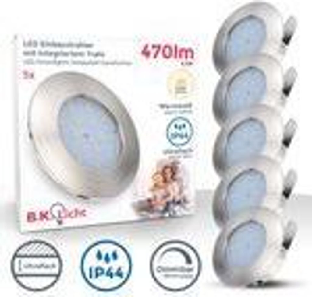 5x LED Einbaustrahler Badezimmer ultra-flach dimmbar IP44 Produktbild 