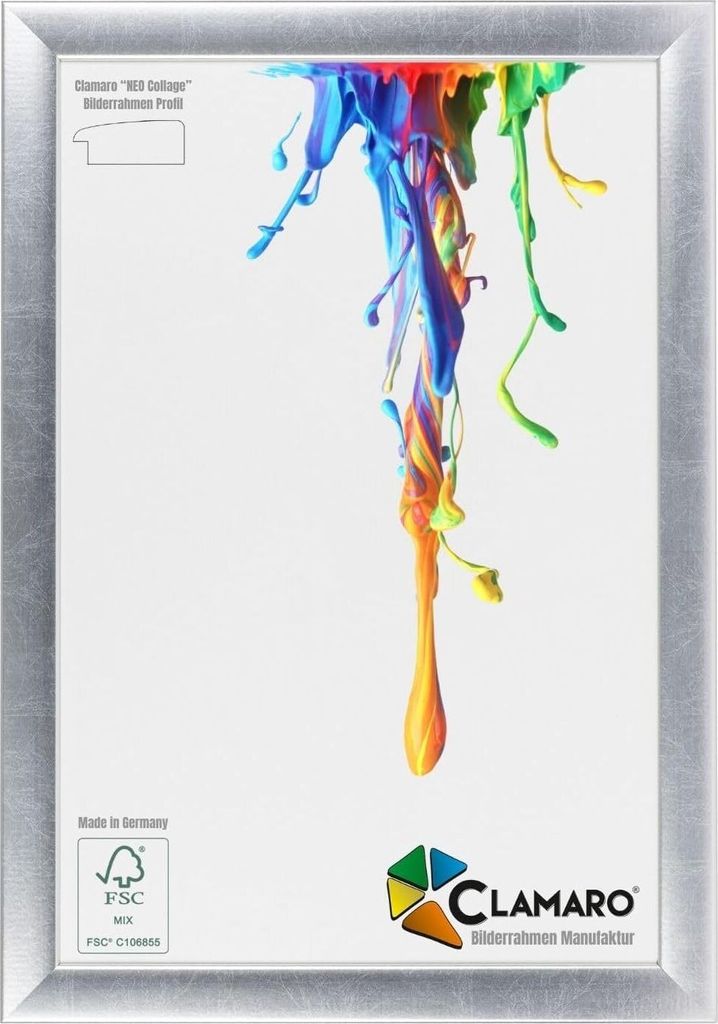 Bilderrahmen Silber CLAMARO 53G Neo Collage nach Maß modern Holz, Größe:21x10