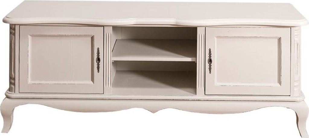 Casa Padrino Landhausstil Sideboard mit 2 Türen Antik Hellgrau 158 x 48 x H. 60 cm - Landhausstil Wohnzimmermöbel