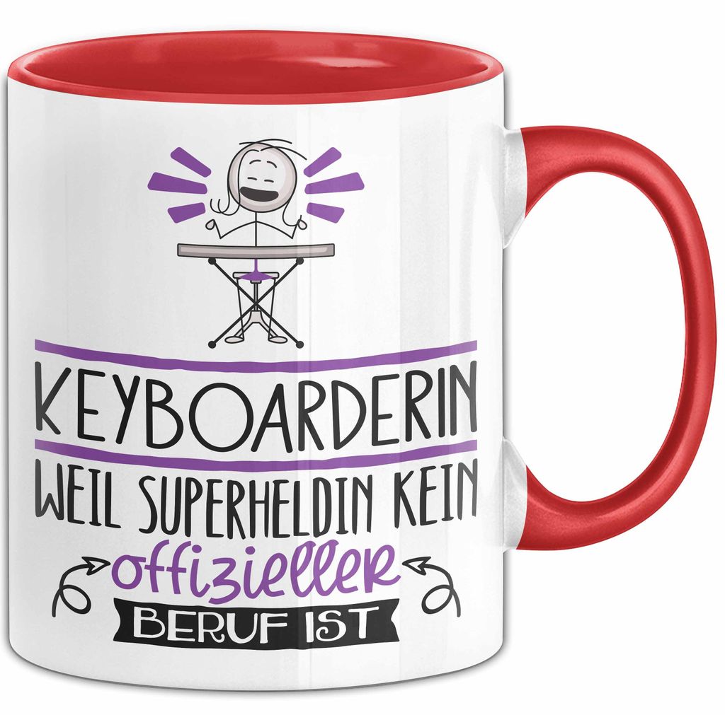 Keyboarderin Geschenk Tasse Lustiger Spruch Keyboarderin Weil Superheldin Kein Offizieller Beruf Ist Geschenkidee (Rot)