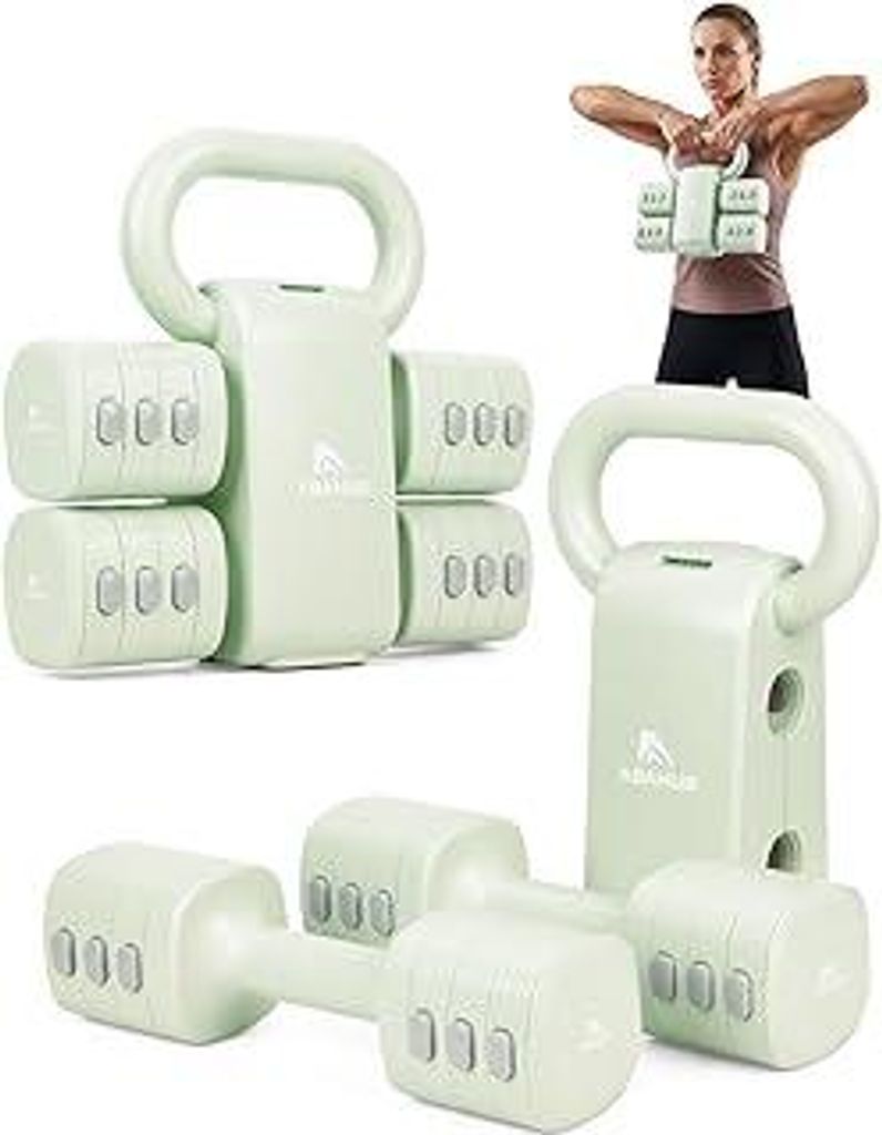 Kettlebell Verstellbar 2 in 1 Kettlebell Dumbbell Set Adjustable Hanteln 2er Set Kurzhantel Frauen Damen für Anfänger Hause Gym Training 5.5KG Ge...
