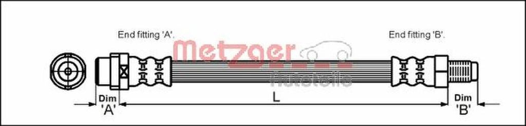 METZGER 4110578 Bremsschlauch passend für MERCEDES-BENZ C-Klasse Limousine (W202) C-Klasse T-modell (S202) S-Klasse Limousine (W140) S-Klasse Coupe