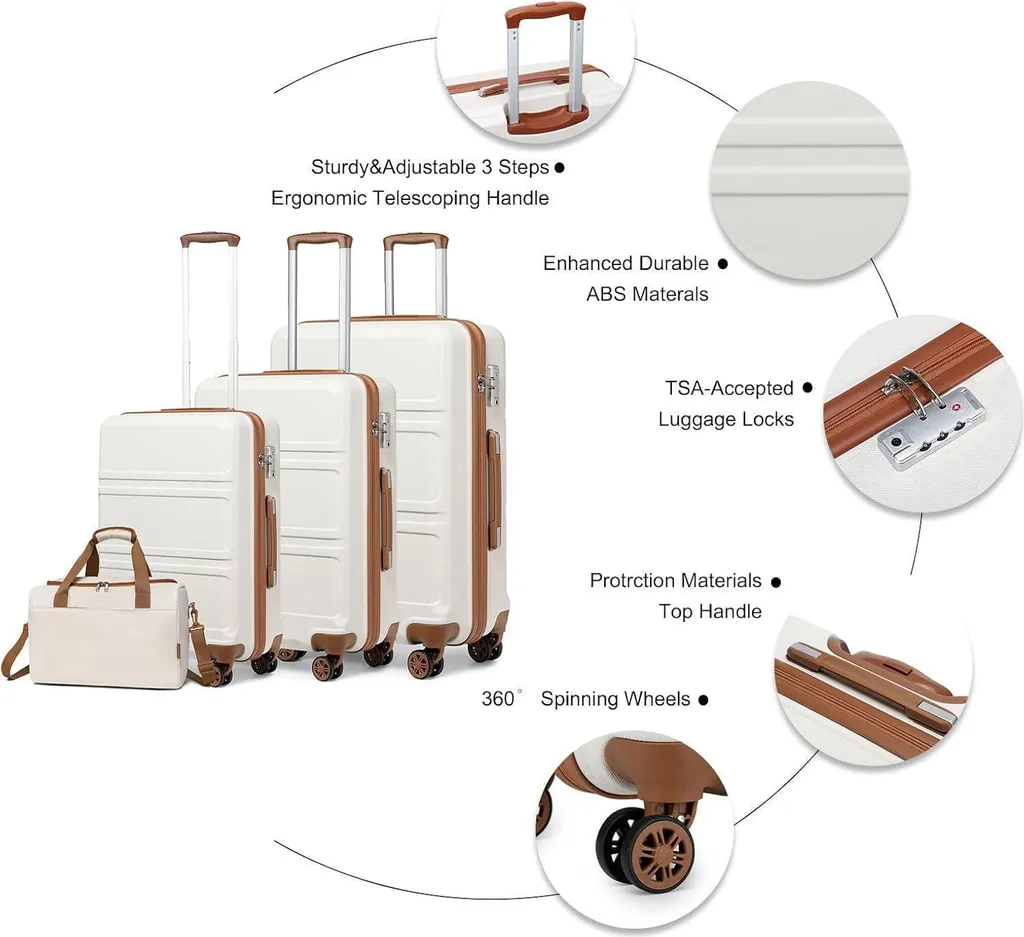 Set de 2 valises KONO grand format 74cm et sac de voyage compact - 3