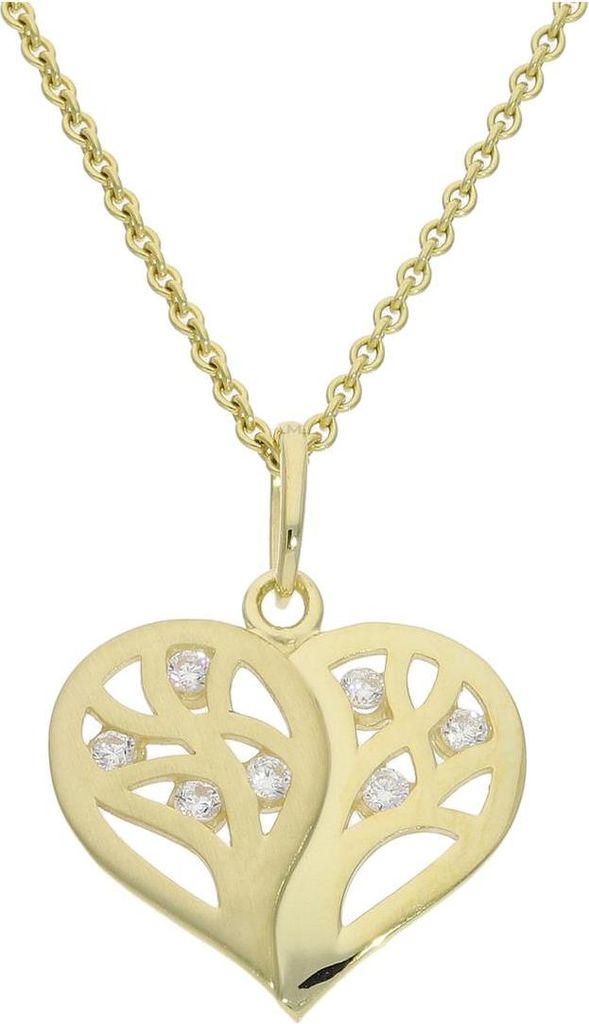 JuwelmaLux Lebensbaum Anhänger 333 Gelbgold Herz Zirkonia JL20-02-0532