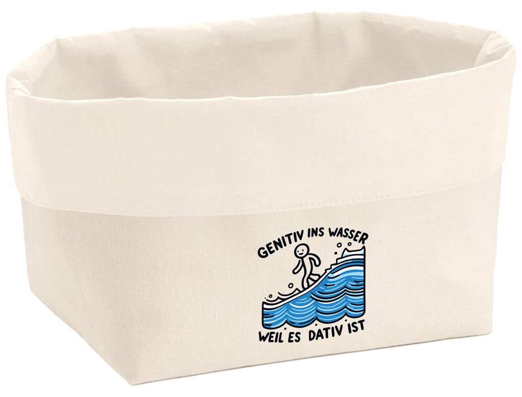 Huuraa Organizer Genitiv ins Wasser Dativ ist 8 Liter Large Canvas Baumwolle Utensilo Geschenkidee