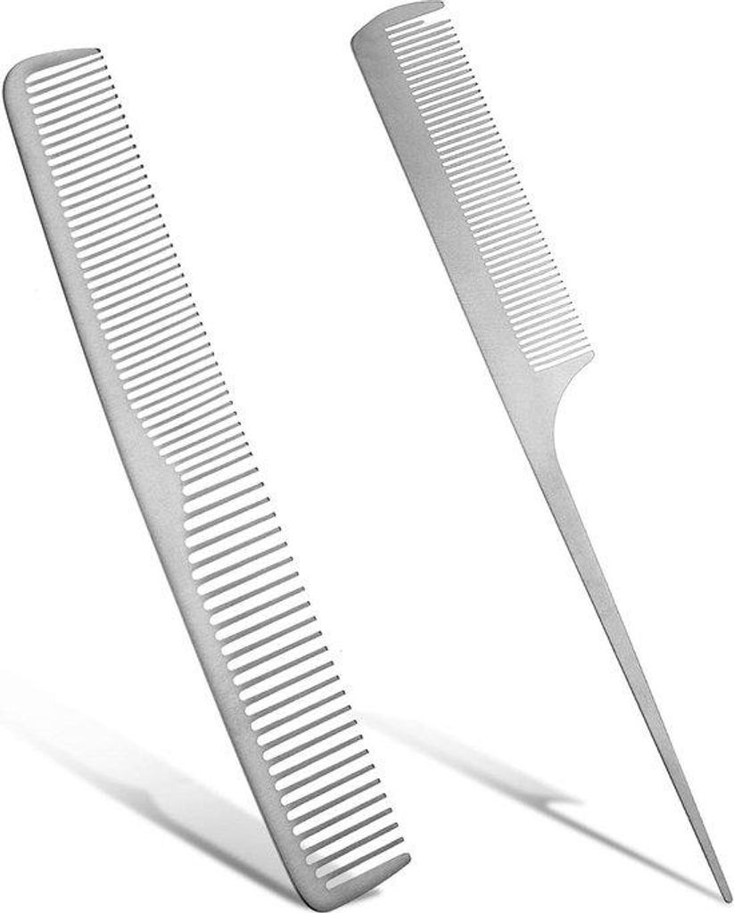 Metallene Haarkammensatz mit 2 Stücken - antistatische Kam mit feinen Zähnen - metallene Rattenstaat-Kam für Haarstyling bei Männern und Frauen...