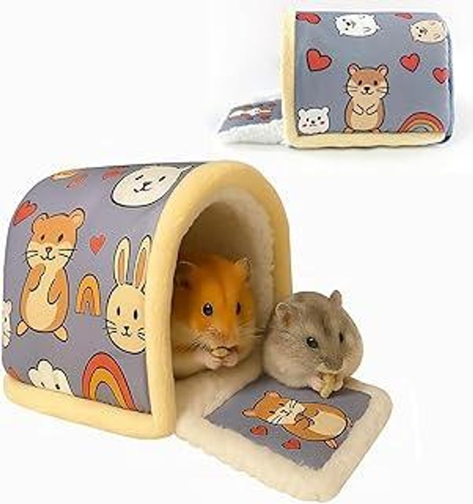 Meerschweinchen Haus - Warmes Plüsch Kleintierbett & Versteck für Meerschweinchen, Zwergkaninchen, Hamster & andere Kleintiere | gemütlich wasch...