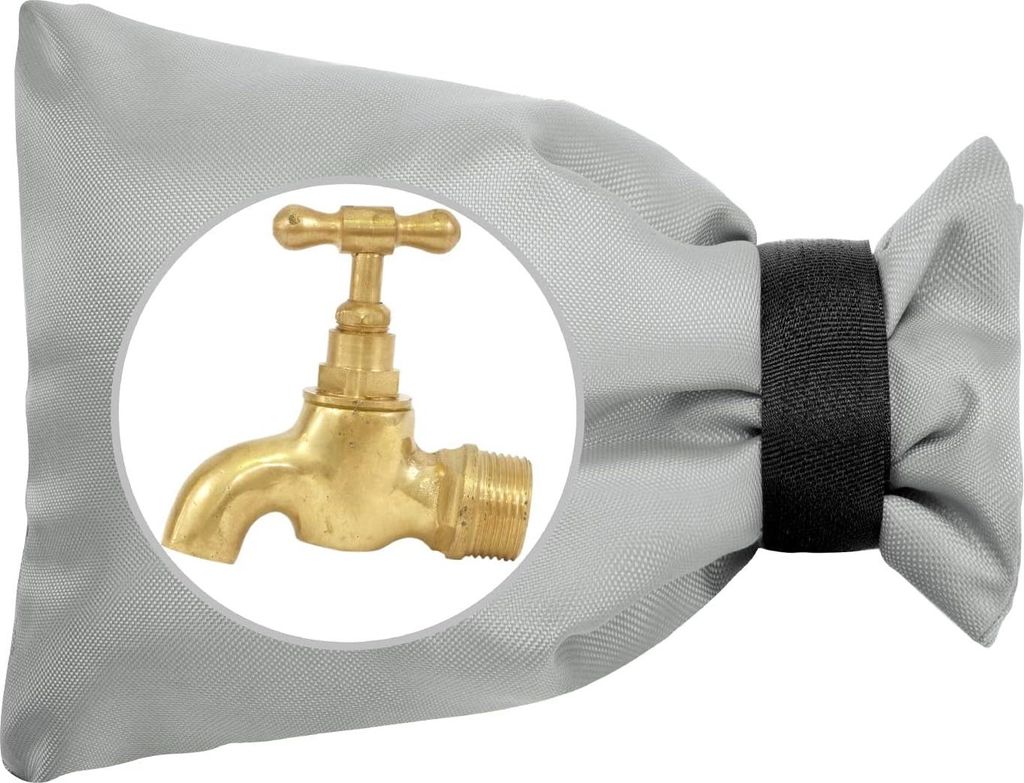 1 Stück große isolierte Außenwasserhahnabdeckung - wasserdicht und verstärkt - schützt vor Frost- und Rissbildung - grau