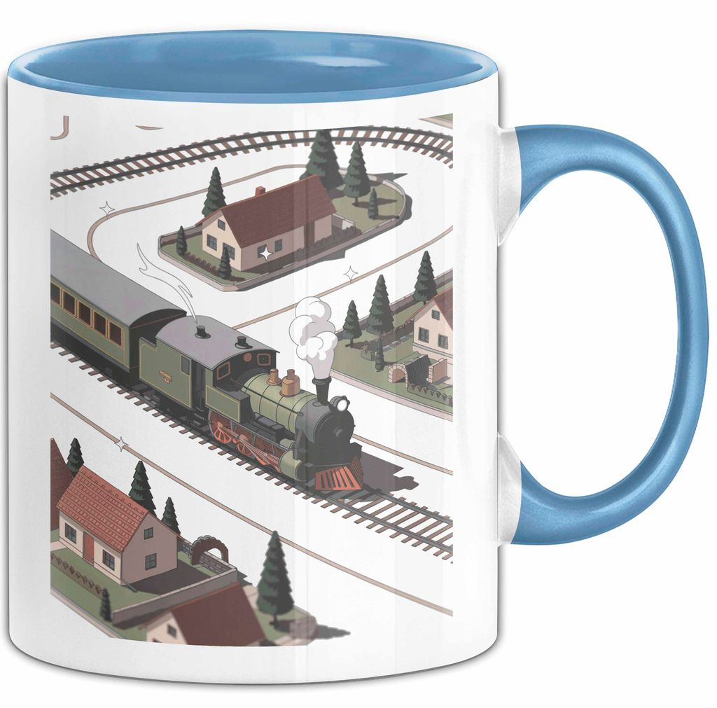 Modelleisenbahn Sammler Tasse Geschenk Lustige Geschenkidee Spruch Für Miniatur Bahn Fans (Blau)