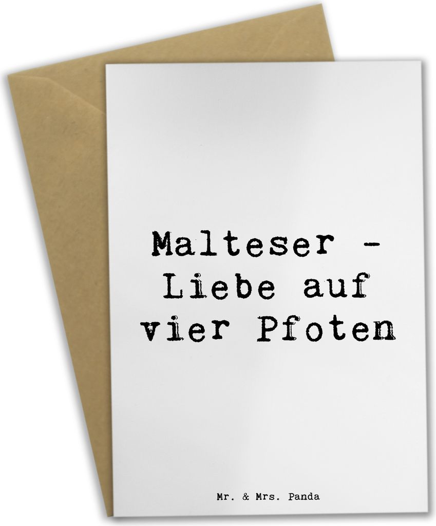 Mr. & Mrs. Panda Grußkarte Spruch Malteser Liebe - Weiß - Geschenk, flauschiger Freund, Hundeliebhaber, tierischer Gefährte, Lebensgefühl, hoch...