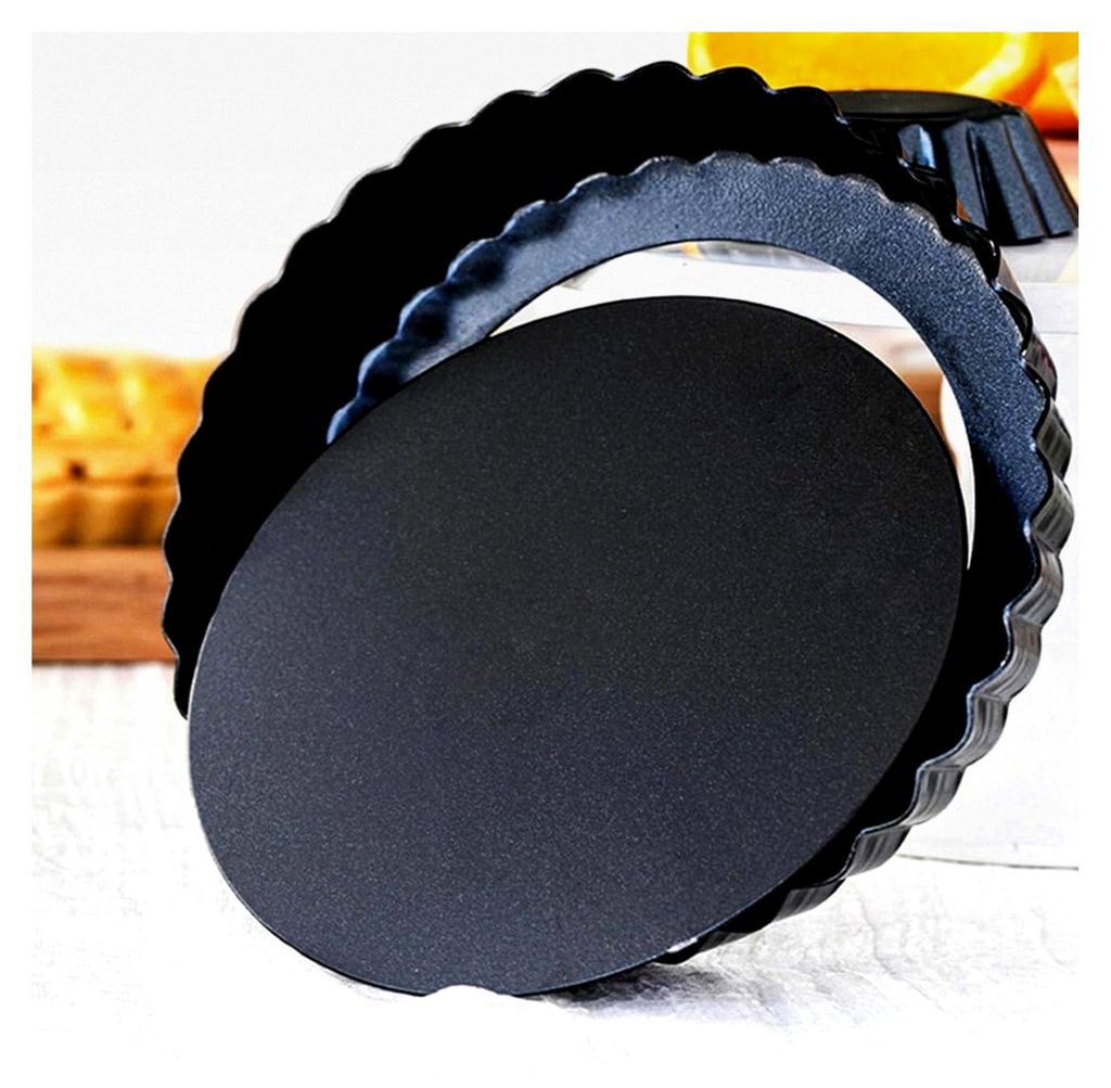 6er Set Mini Tarteformen 10 cm – Runde Tartelette Förmchen mit Hebeboden, Antihaftbeschichtete Backformen aus Kohlenstoffstahl für Tartes, Pies...