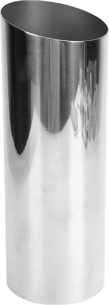 Vase moderne pour bureau en inox argenté avec son ouverture inclinée