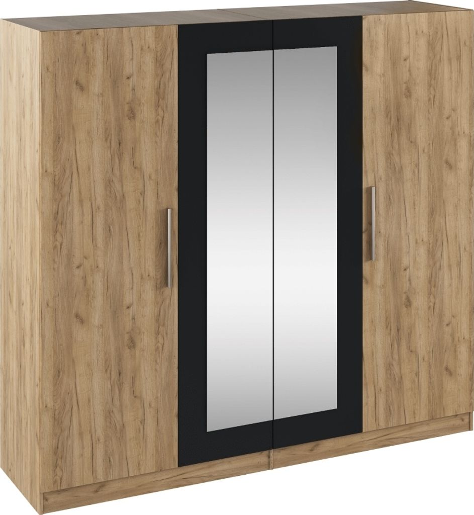 Kondela Matisa Kleiderschrank mit Spiegel – Artisan-Eiche / Anthrazit