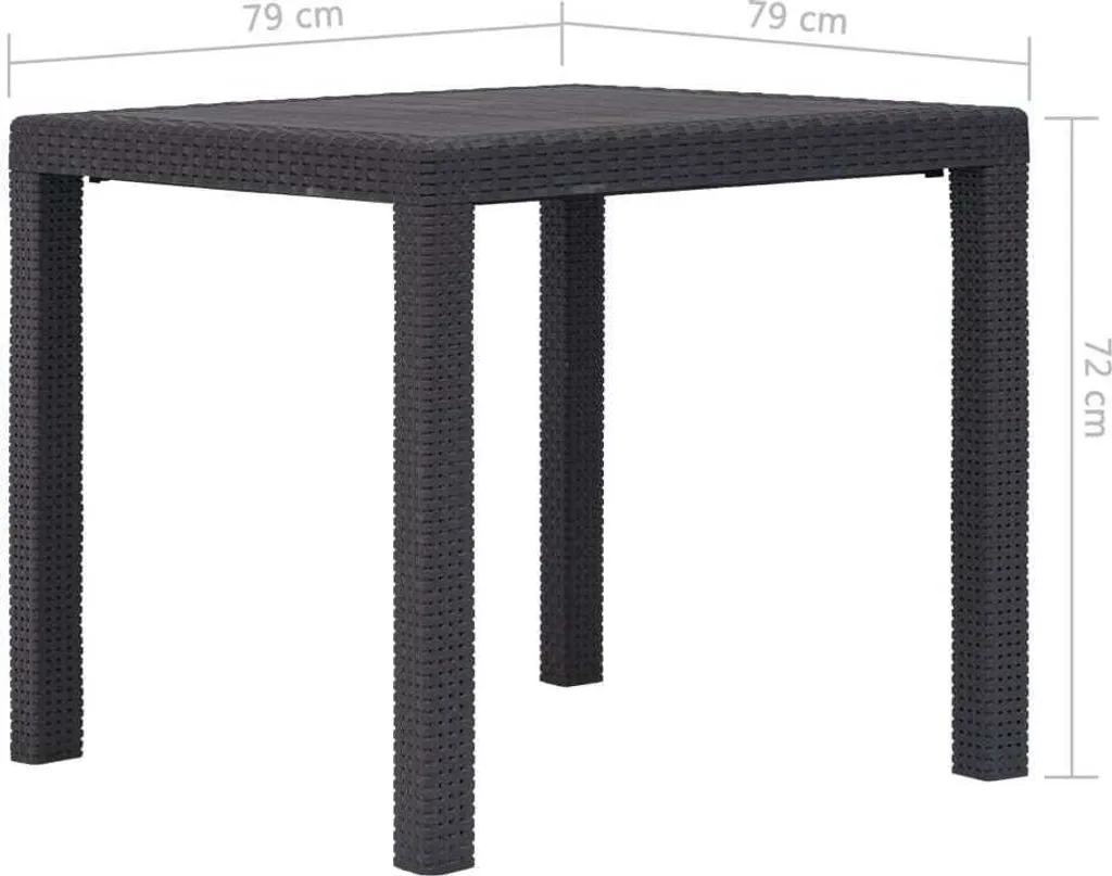 Table d'extérieur brune 79x79 cm en plastique résistant aux intempéries - 4