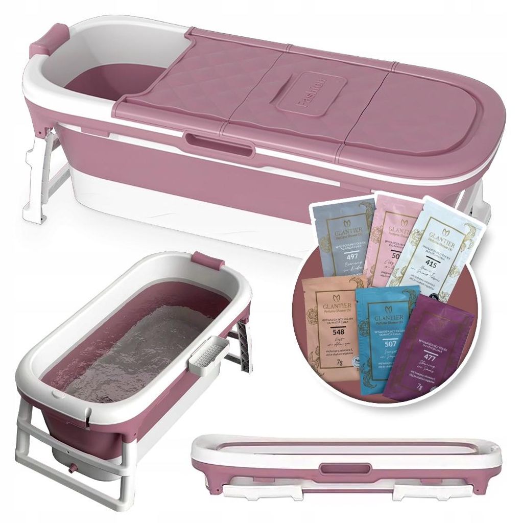 Faltbare Silikonbadewanne, rosa, tragbare Produktbild 