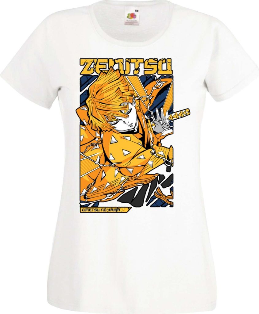 Damen T-Shirt Manga Anime Demon Anime Slayer Zenitsu Agatsuma, Lady L / Weiß