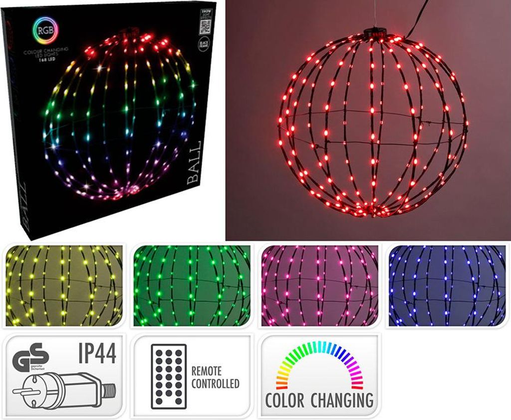 Boule Led Pliable Rgb 168 Led Rgb, Pliable, ø40cm - Basic & Image du produit 