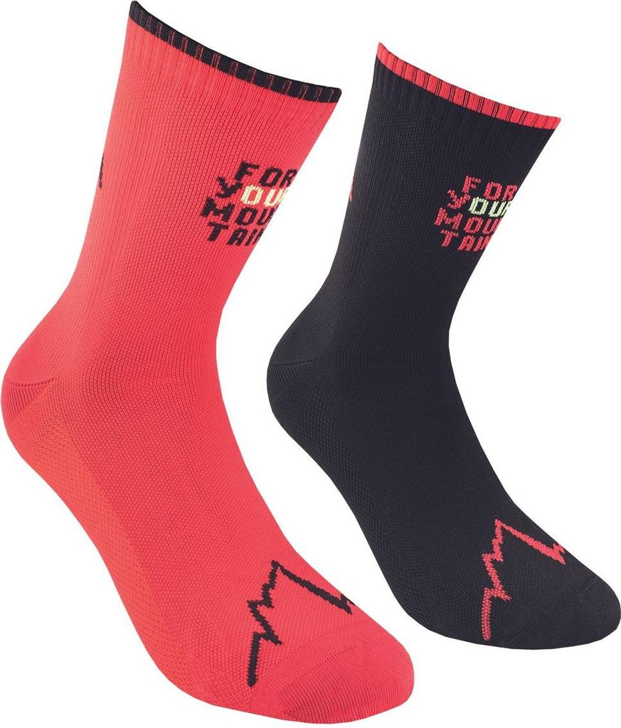 For Your Mountain Socks, La Sportiva Mountain Running Footwear, XXL, Black/Sangria (Black) - La Sportiva